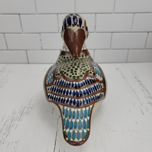Folk Art Hand Painted Mexico Duck Figurine - Picture 6 of 16